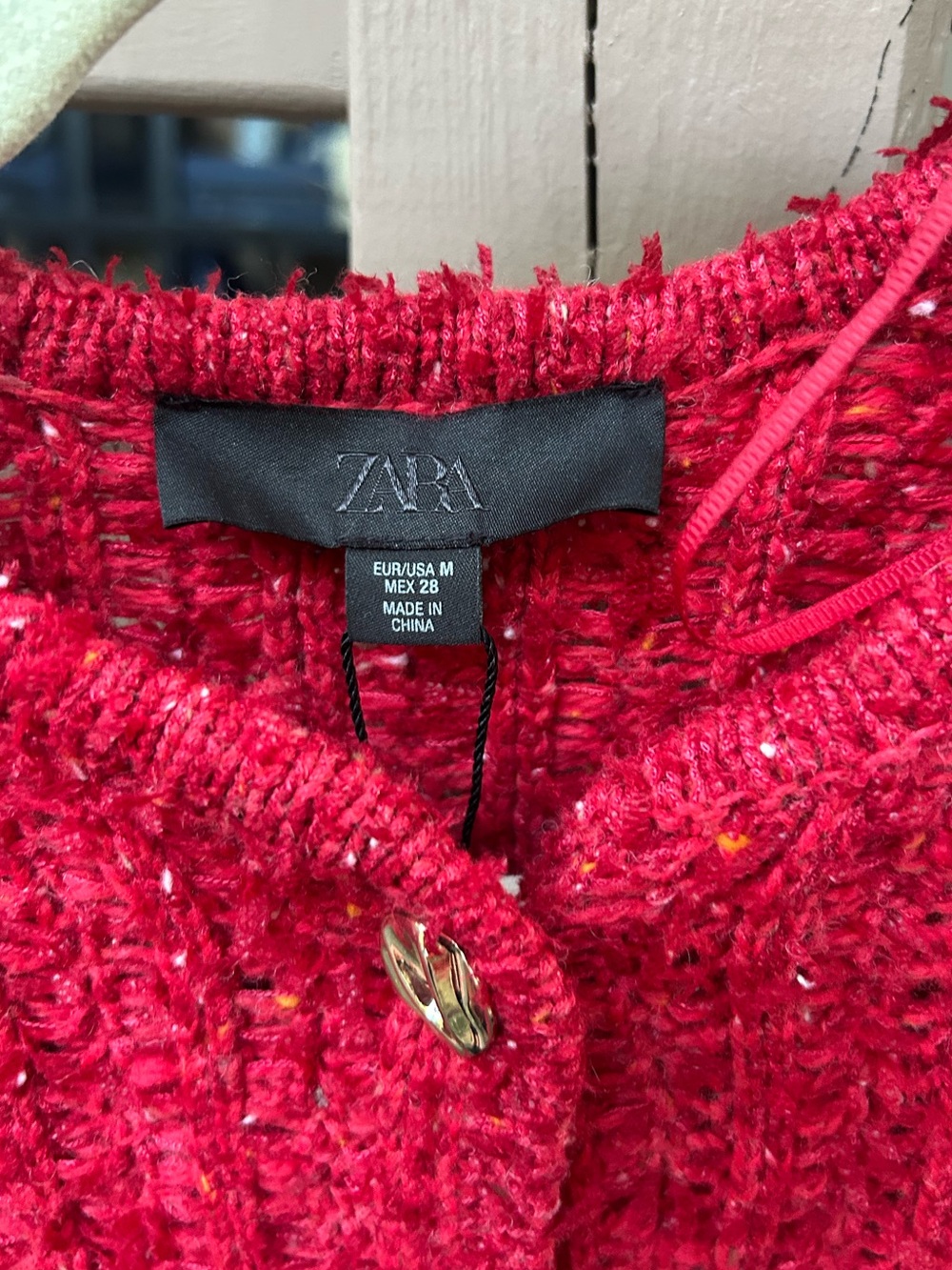 Zara Womens Sweater S Red Knit Cardigan 3/4 Sleeve Gold Button
Crop - Picture 5 of 8